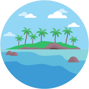 海岛水岩棕榈树景观